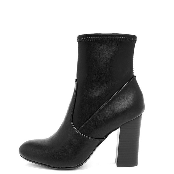 NIB Black Chunky High Heel Mid Calf Boots - Picture 3 of 5